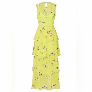 Floral Yellow Sleeveless Maxi Dress